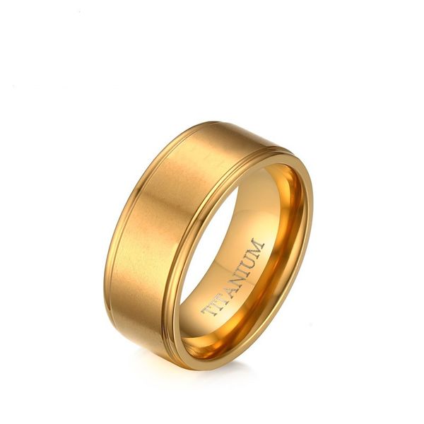 

8mm gold color fashion simple men's rings titanium steel ring jewelry gift for men boys j015