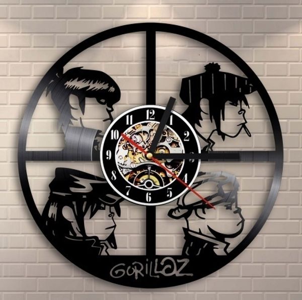 

Gorillaz Band CD Виниловые Записи Настенные Часы Музыкальная Группа Vintage Time Clock 3D Art Насте