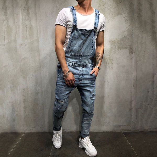 

men overalls pants fashion jeans men's clothing spring and autumn, Blue