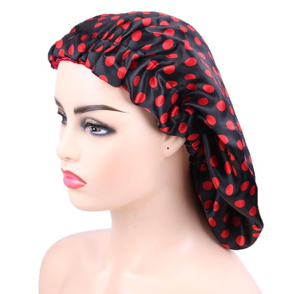 

print large bonnet women satin nightcap soft extra large turban cap, Blue;gray