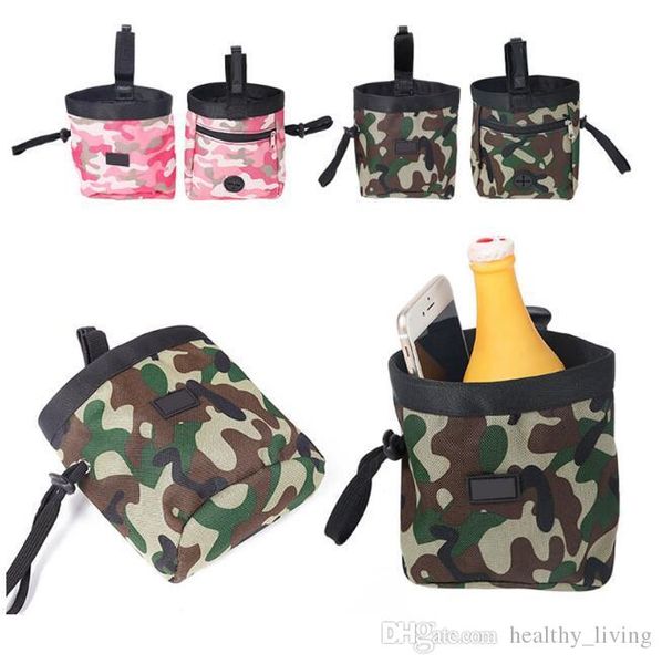 

camouflage pet dog puppy pouch walking food treat snack bag agility bait training pockets waist storage hold food container bag 222