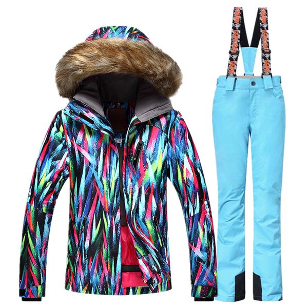 

2018 windproof breathable ski sets women waterproof skiing jacket pants snowboarding woman ski suit sport suits