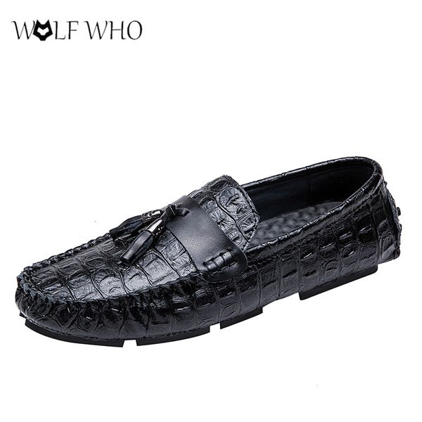 

men loafers shoes business leather moccasins male comfortable driving shoes breathable men slip on flat chaussures hommes, Black
