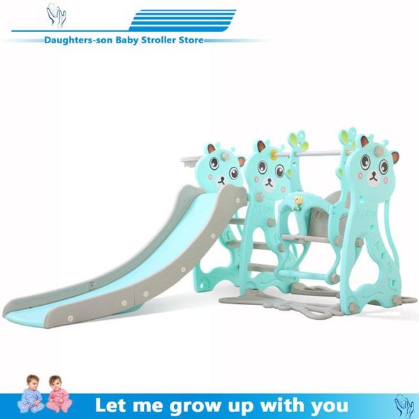 

new plastic kids slides and swing child home playground plastic slides indoor eco-friendly slider with swing+mp3 music2020