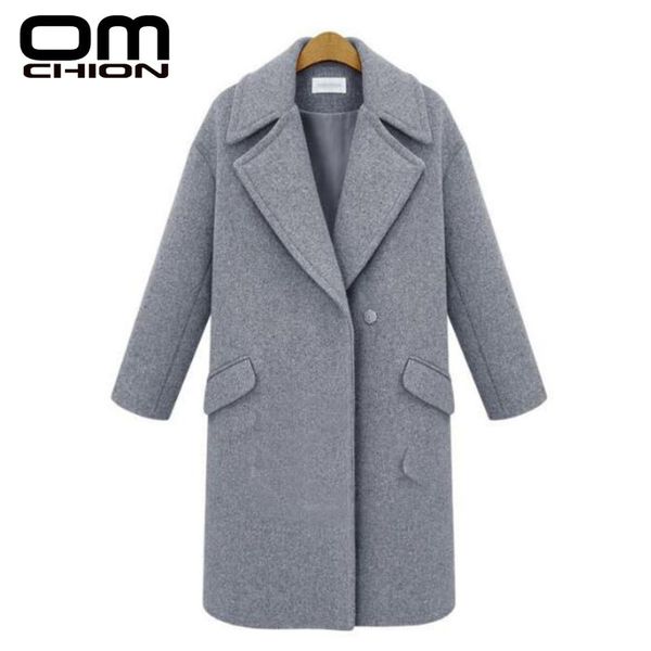 

omchion high-end boutique solid color woolen coat women's autumn and winter new long section chic thick warm woolen coat ljk102, Black