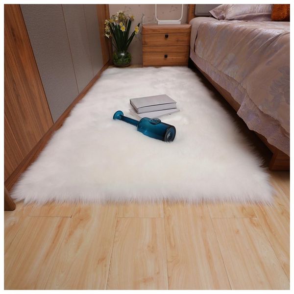

fashion bedroom carpet white long hair shaggy silky plush carpet faux fur rug bedside rugs rectangle sheepskin fur area rugs