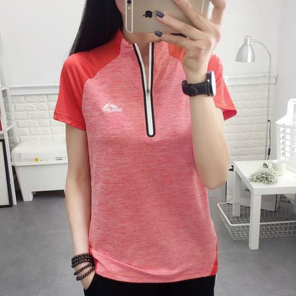 

outdoor quick-drying men women short-sleeve collar half-sleeved stretch breathable sports t-shirt lover climbing shirt, Black;blue