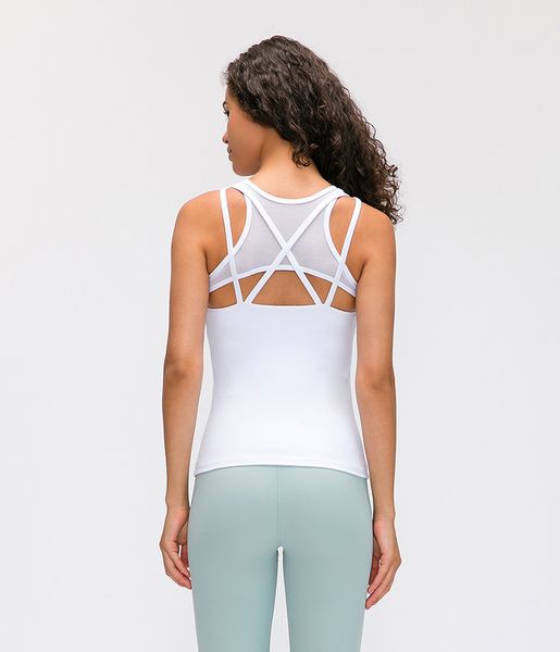 

x-herr cross back yoga sport vest women sleeveless shirts slim fit mesh patchwork active workout tank, White;red