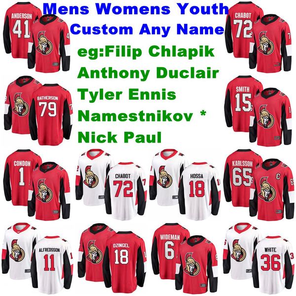 

mens customize ottawa senators jerseys filip chlapik jersey nick paul duclair vladislav namestnikov tyler ennis ice hockey jerseys stitched, Black;red