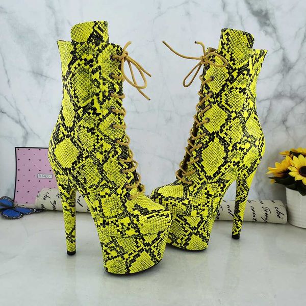 

leecabe green snake 17cm/7inches pole dancing shoes high heel platform boots pole dance boot, Black