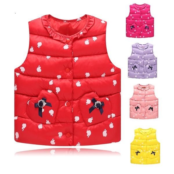

2018 autumn girls sweet vest children jackets cotton warm kids vest for girl waistcoat children outerwear clothing child, Blue