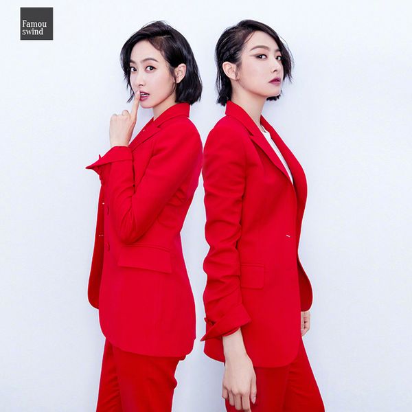 

женская управление леди брюки кусочки наборы solid красный элегантный стенд воротник однобортный turn down воротник пиджаки и длину два s887, White