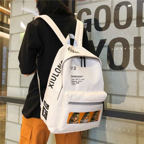 

letters backpacks waterproof nylon school bag for teenage girls bookbag preppy style leisure women men travel backpack