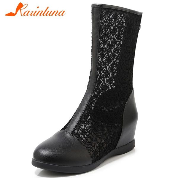 

karin new 33-43 ladies 2020 comfort boots breathable mesh boots women elegant height increasing summer shoes woman, Black