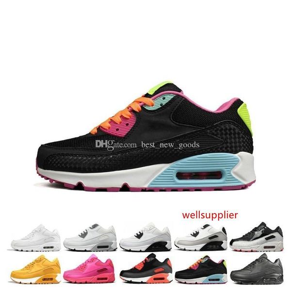 

90 nik mens womens running shoes yellow triple white black grey pink mens trainers cushion surface breathable sports sneakers 36-46