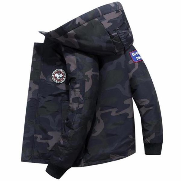 

mens winter designer parkas camouflage hooded printed cardigan mens coat ins style casual teenager greatcoat new arrival, Black