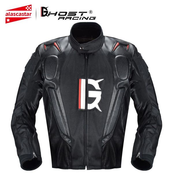 

ghost racing motorcycle jacket men motocross racing riding jacket pu leather motorbike moto 7pcs protector body armor