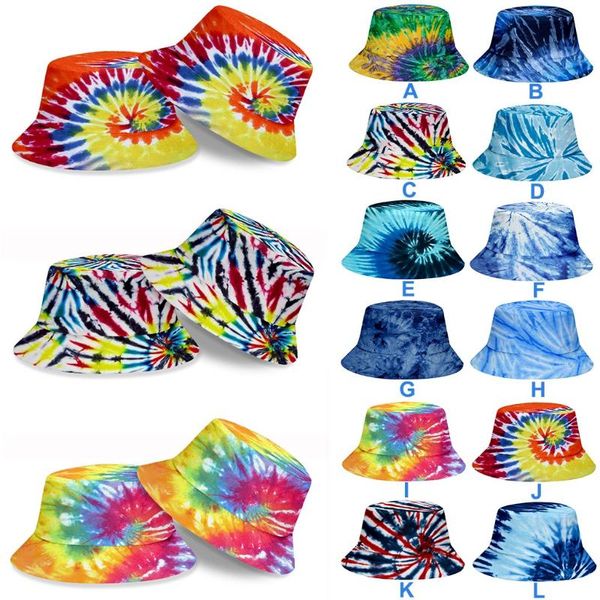 

1pcs spring women tie dyed fishing hat men bucket hat flat ladies sun male print female summer sunscreen cap#0529y30, Black;white