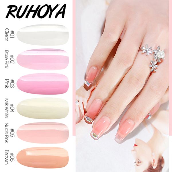 

ruhoya poly gel clear white pink builder acrylic tips nail forms nail extensions poly gel polish quick extension uv, Red;pink