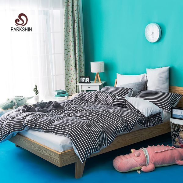 

parkshin grid bedding set bedspread double duvet cover set bed linens gray flat sheet comforter cover pillowcase quilt