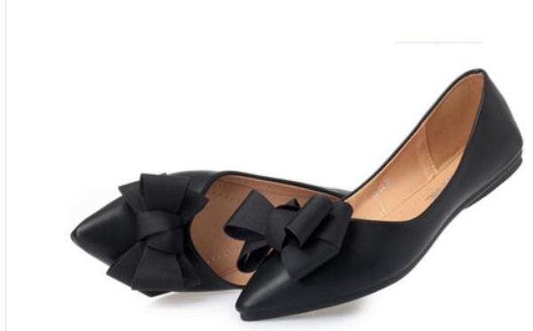 

2019 women's shoes in spring and autumn with new style flat bottom pointed end bowknot @201, Black