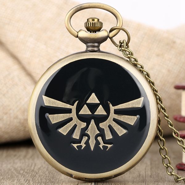 

retro the legend of zelda theme quartz pocket watch scorpion spider pattern pendant retro bronze chain clock creative gifts, Slivery;golden