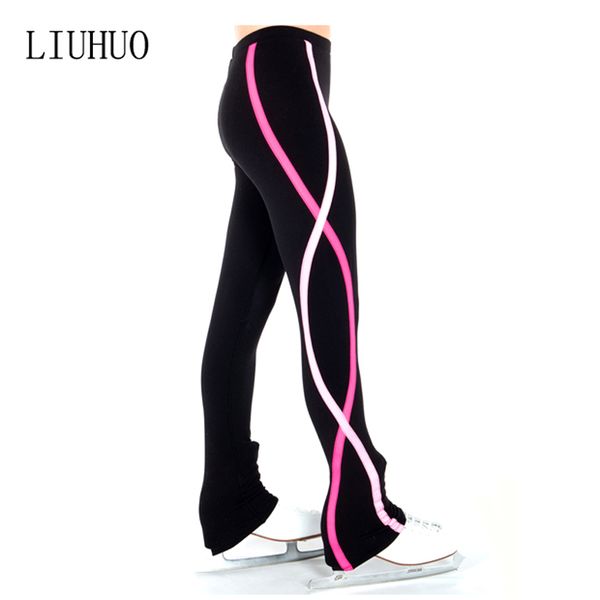 LIUHUO pantaloni da allenamento per pattinaggio artistico lenzuola all'ingrosso strass spandex nero leggings da allenamento sottili per donna