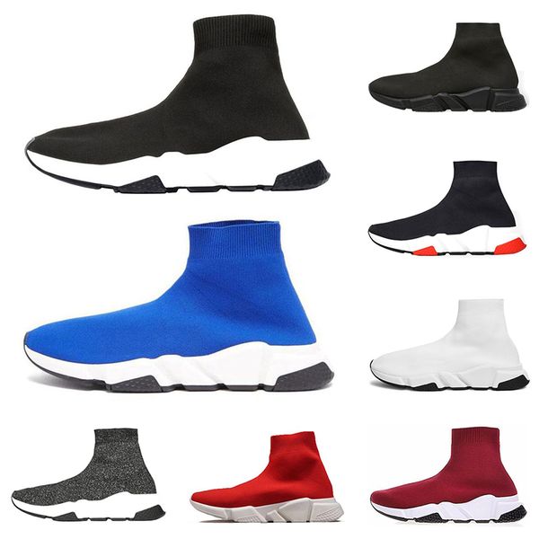 

2019 mens designer Sock Shoes Speed Trainer Casual Luxury Brand black white blue glitter fashion men women Runner cheap Trainers sneakers