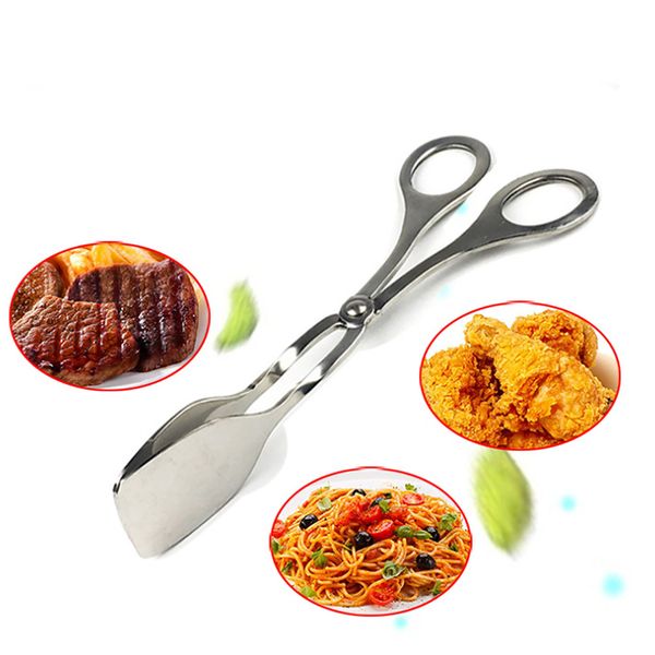 

kitchen serving stable salad baking tool food tong barbecue lightweight flat clamp ergonomic stainless steel heat resistant