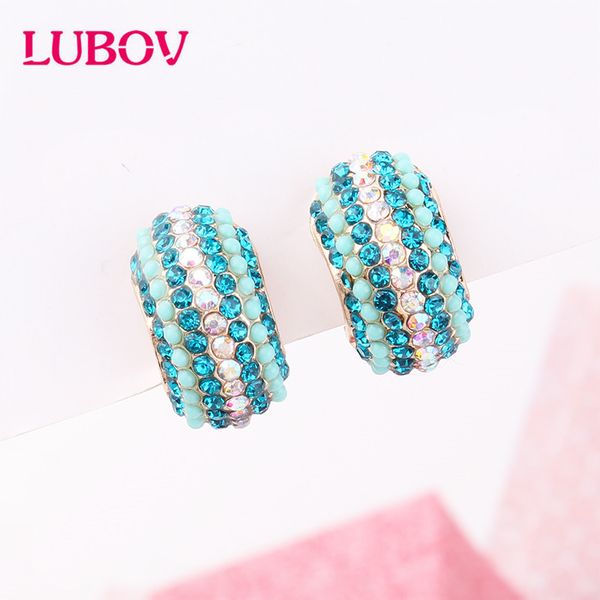 

lubov round circle colorful crystal stud earrings women wedding simulated pearl statement earrings jewelry christmas gifts, Silver