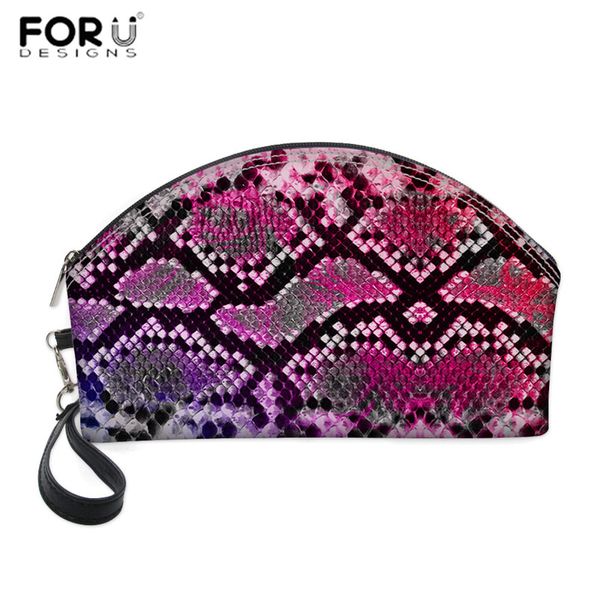 

forudesigns case cosmetic bag snake skin pattern women cute suitcase for makeup necessarie toiletry kit storage handbag