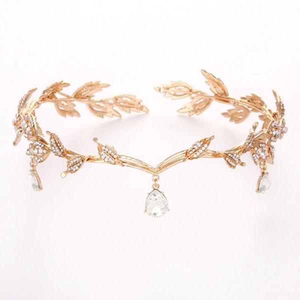 

урожай кристалл люкс для волос аксессуаров свадебной имитации rhinestone водослив листьев tiara корона оголовье повязка невеста волосы, Golden;white