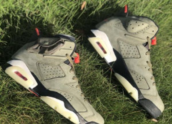 

2019 Трэвис Скотт x Airs 6 Мужская баскетбольная обувь 6s Medium Olive 6s Дизайнерские кроссовки Размер 7-12
