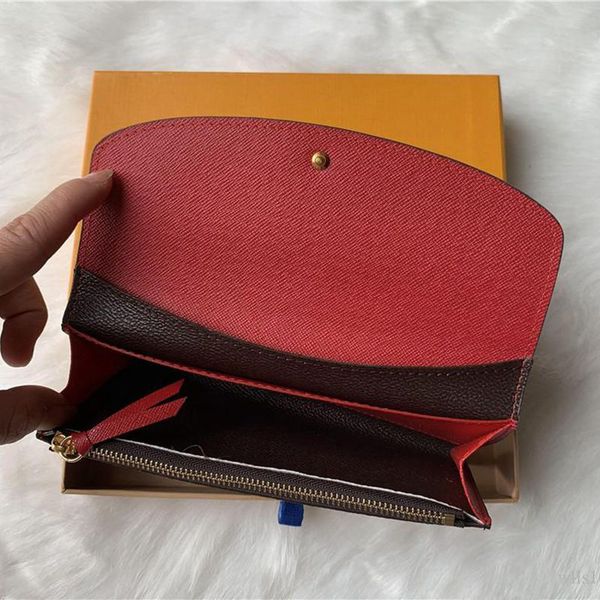 

роскошный дизайнер бумажники натуральной кожи многоцветной монета кошельки длинные держатели карт кошелек женщины мужчины классического карм, Red;black