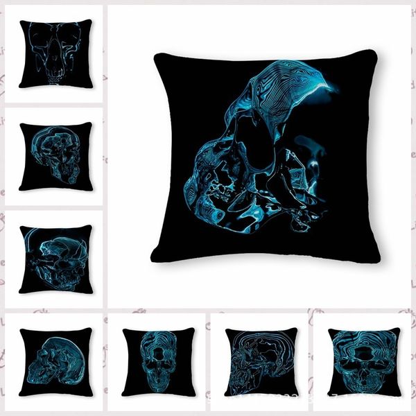 

terror interesting human skeleton head pattern cotton flax pillow back cushion cushion can customized