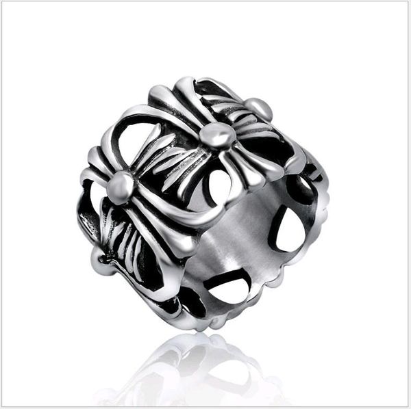 

мужчины кольца классический античный крест hollow приложение designs titanium index стали палец кольцо диапазона для женщин 1шт, Silver