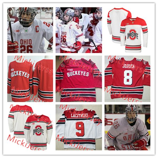 

custom ohio state buckeyes hockey jersey 17 ryan kesler luke stork tyson strachan ryan dzingel j.b. bittner r. j. umberger ohio state jersey, Black;red