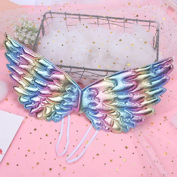 

girl baby angel wings fairy cosplay girl princess dress's butterfly wings party birthday gifts rainbow color stage performing props