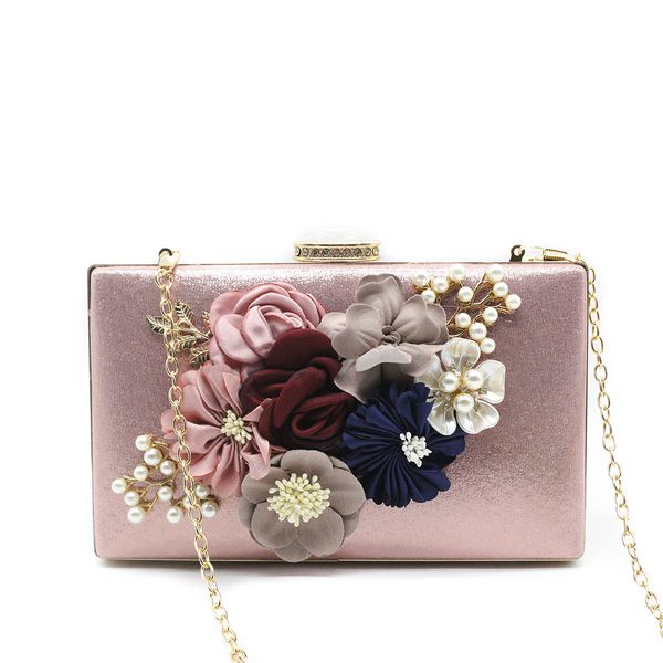 

women evening bag ladies flower wedding clutches female pink black clutch purse