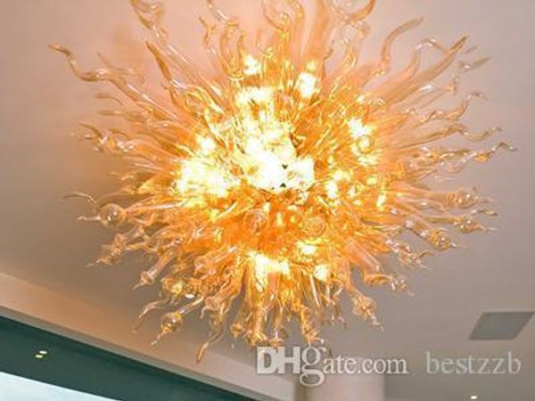 

modern large table clear color gold fire crystal ceiling lamp led lights 100% hand blown glass high ceiling decor pendant chandelier
