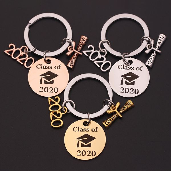 

1pc "class of 2020"hand tools keychain bachelor cap graduation key rings gift for graduate porte clef jewelry accessories, Silver