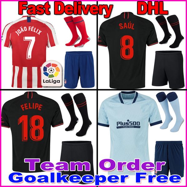 

19 20 joÃ£o fÃ©lix atletico de madrid soccer jersey 2019 llorente camiseta de fÃºtbol football shirt kits joao felix goalkeeper sets, Black