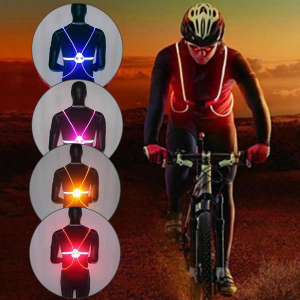 

360 reflective led flash driving vest high visibility night running cycling riding outdoor activities light up safety bike vest, Black