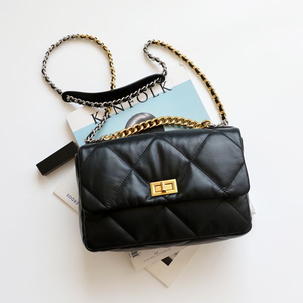 

genuine leather women bag fashion rhombus chain messenger bag flap lock handbag calf leather shoulder gn-sb-fgycxn