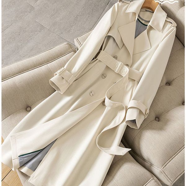

women's trench coat high-end quality women's trench coat 2020 spring and autumn new loose khaki long thin female jk107, Tan;black
