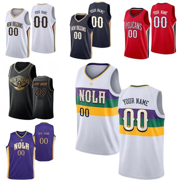 

custom men basketball new orleans pelicans 1 zion williamson 14 brandon ingram any name and number swingman jersey, Black;red