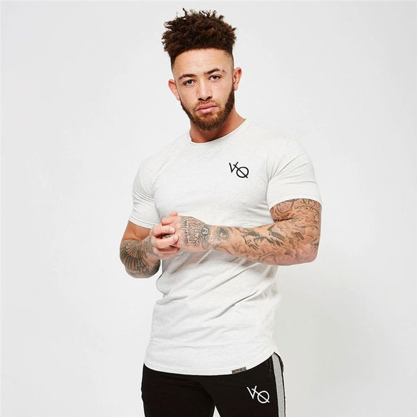 

2019 New Men's Short Sleeve T-shirt Print Academies VQ Solid Men's Cotton T Summer Fitness Bodybuilding Clothing