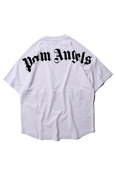 

Palm Angels Mens Summer Letter Print Tshirt Short Sleeve Crew Neck Hip Hop Style Loose Fashion Relaxed Homme Shirts