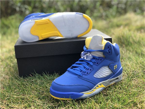 

2019 Authentic 5 V JSP Laney Men Woman Basketball Shoes VARSITY ROYAL Blue Suede Sports CD2720-700 3M Reflective Sneakers With Originals Box