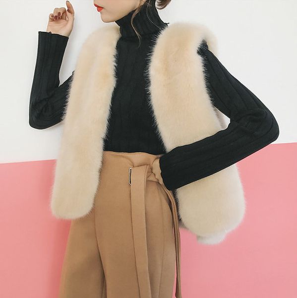 

furry women faux fur vest 2019 short style autumn belt gilet femme furry luxury robe retro women waistcoat faux fur vest r37, Black